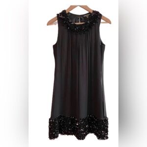 Betsey Johnson silk shift dress beaded and sequined hem and neckline size 2
